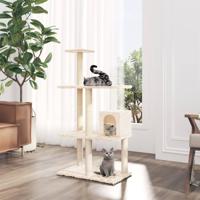 Kattenmeubel met sisal krabpalen 119 cm crmekleurig