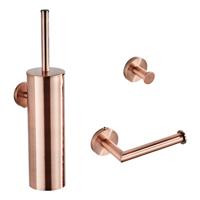 Saniclear Copper toilet accessoire set incl toiletborstel rolhouder en haak geborsteld koper - thumbnail