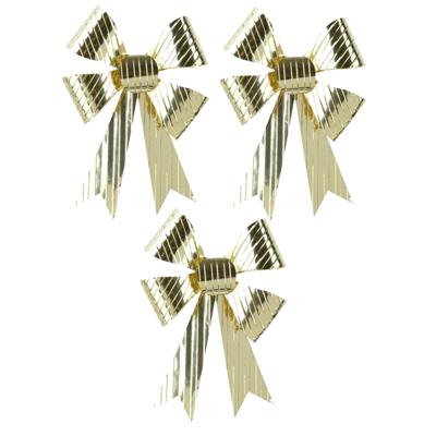 Decoratie strikken - 3x st - goud - 14 x 10 cm - strikjes