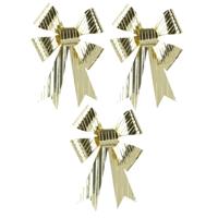 Decoratie strikken - 3x st - goud - 14 x 10 cm - strikjes