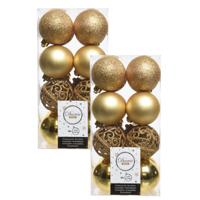 Decoris Kerstballen - 32x st - goud - D6 cm - kunststof - kerstversiering