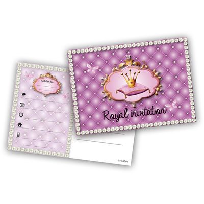 prinses uitnodigingen, 6 stuks