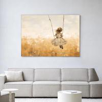 Urban Cotton Wandkleed 'Swinging Girl' 145 x 190cm in Frame - black