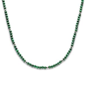 Ketting zilver-malachiet zilverkleurig-groen 5,5 mm 42-45 cm