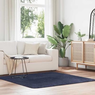 Hoogpolig vloerkleed NAVARRA 160x160 cm polyester marineblauw