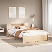 Bed met boekenkast zonder matras massief grenenhout 120x200 cm