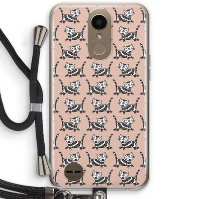 Zwarte poes: LG K10 (2017) Transparant Hoesje met koord