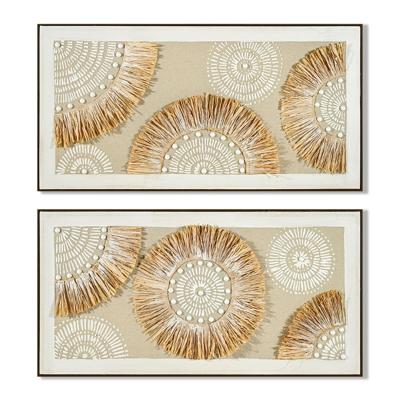 Canvas Home ESPRIT Beige Natuurlijk Boho 122 x 4,5 x 62 cm (2 Stuks)