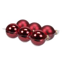 Othmar decorations Kerstballen - 6 stuks - rood - glas - 8 cm