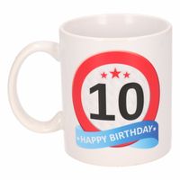 Verjaardag 10 jaar verkeersbord mok / beker   -