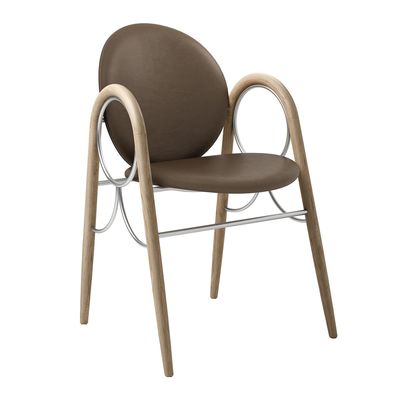 Brdr. Krüger Arkade Stoel Wit Geolied Eiken - Spectrum Bruin Chromen Frame