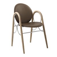 Brdr. Krüger Arkade Stoel Wit Geolied Eiken - Spectrum Bruin Chromen Frame - thumbnail