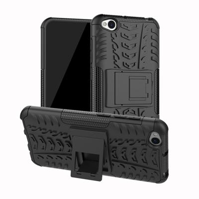 Tire Texture TPU + PC schokbestendig beschermende case voor Xiaomi Redmi gaan met houder (zwart)