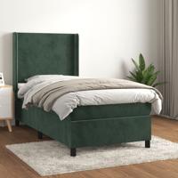Boxspring met matras fluweel donkergroen 90x190 cm