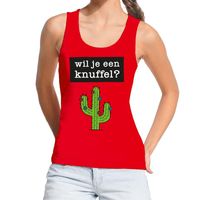 Wil je een Knuffel tekst tanktop / mouwloos shirt rood dames - thumbnail