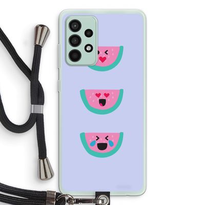 Smiley watermeloen: Samsung Galaxy A52s 5G Transparant Hoesje met koord