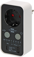 Brennenstuhl Digitale afteltimer met USB A en USB C | wit/zwart - 1506180 Brennenstuhl Digitale afteltimer met USB A en USB C | wit/zwart - 1506180
