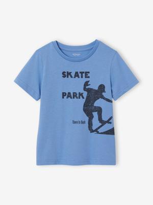 Basics jongensshirt met print op de voorkant blauw
