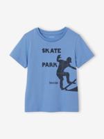 Basics jongensshirt met print op de voorkant blauw