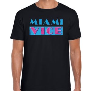 Disco verkleed t-shirt heren - jaren 80 feest outfit - Miami Vice - zwart