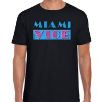 Disco verkleed t-shirt heren - jaren 80 feest outfit - Miami Vice - zwart - thumbnail