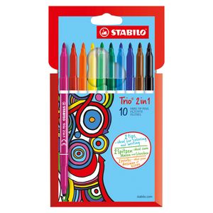 Stabilo trio 2 in 1 - viltstift en fineliner in een - set 10 stuks