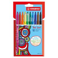 Stabilo trio 2 in 1 - viltstift en fineliner in een - set 10 stuks - thumbnail