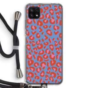 Leopard blue: Samsung Galaxy A22 5G Transparant Hoesje met koord