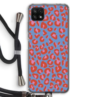 Leopard blue: Samsung Galaxy A22 5G Transparant Hoesje met koord