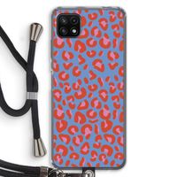 Leopard blue: Samsung Galaxy A22 5G Transparant Hoesje met koord