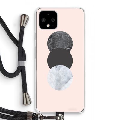 Marmeren cirkels: Pixel 4 Transparant Hoesje met koord