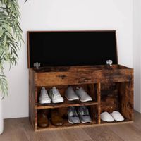 VidaXL Schoenenbank met kussen 80x30x47 cm bewerkt hout gerookt eiken
