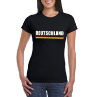 Duitsland supporters kleding t-shirt - voor dames - zwart - met vlag kleuren print - korte mouwen