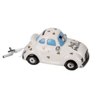 Spaarpot voor volwassenen - Just Married - keramiek - trouwauto - wit - 16 x 8 cm   -