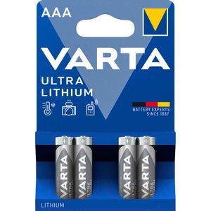 Varta Lithium Batterij AAA | 1.5 V DC | 1100 mAh | 4 stuks | Grijs / Zilver | 1 stuks - VARTA-6103/4B VARTA-6103/4B