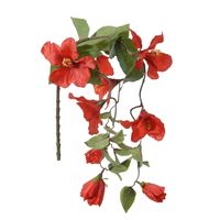 Louis Maes kunstbloemen - Hibiscus - rood - hangende tak van 165 cm - Hawaii/zomer thema - thumbnail