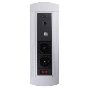 LEDmaxx 105950 Stopcontact (inbouw) Met HDMI, Met schakelaar, Met USB, Met Cat6-bus IP20 Zwart, Chroom