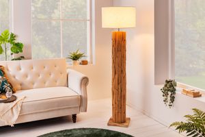 Design vloerlamp ROOTS 160cm drijfhout linnen kap beige handgemaakt - 39323