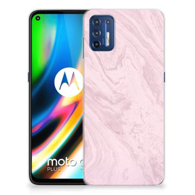 Motorola Moto G9 Plus | TPU | Siliconen hoesje | Marble Pink - Origineel Cadeau Vriendin