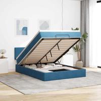 Ottoman bed met matras 140x200cm fluweel donkerblauw