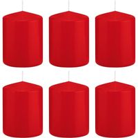 6x Rode cilinderkaarsen/stompkaarsen 6 x 8 cm 29 branduren   -