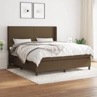 Boxspring met matras stof donkerbruin 180x200 cm
