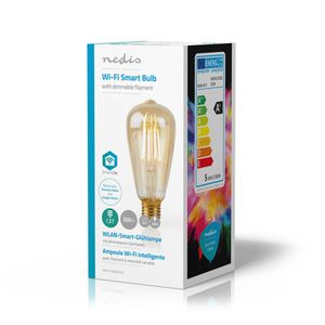 Nedis SmartLife LED Filamentlamp | Wi-Fi | E27 | 500 lm | 5 W | ST64 | 1 stuks - WIFILF10GDST64 WIFILF10GDST64