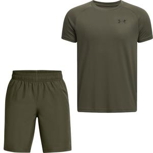 Under Armour Tech 2.0 Wordmark Trainingsset Woven Kids Donkergroen Zwart