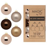 Kerstballen - 30x stuks - bruin tinten - elegant lounge - glas - 6 cm