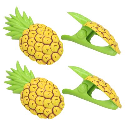 Gerimport Handdoekknijpers - 4x - geel - ananas - handdoekklem - kunststof