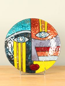 Glazen bord Face, Ø 35 cm