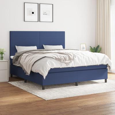 Boxspring met matras stof blauw 180x200 cm