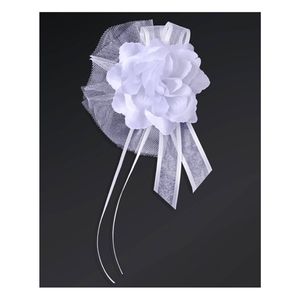 PartyDeco trouwauto antenne linten - Bruiloft - wit - 4x stuks - just married - Feestdecoratievoorwerp