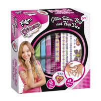 Totum glamz glitter tatoeages en haarkrijt